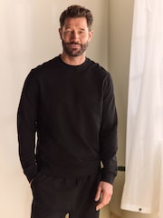 Black 100% Cotton Lightweight Crew Neck Sweatshirt - Image 1 of 6