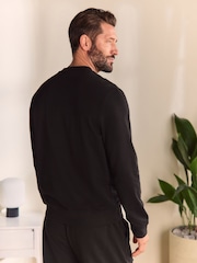 Black 100% Cotton Lightweight Crew Neck Sweatshirt - Image 3 of 6