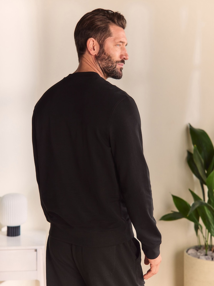 Noir - Sweat 100% coton léger Col rond - Image 3 of 6