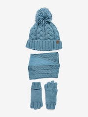 Mineral Blue Knitted Hat, Gloves and Scarf 3 Piece Set (3-16yrs) - Image 1 of 5