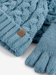 Mineral Blue Knitted Hat, Gloves and Scarf 3 Piece Set (3-16yrs) - Image 5 of 5