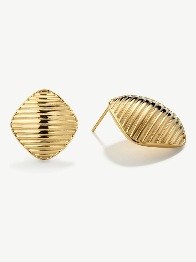 D.Louise Gold Tone Vintage Ribbed Earrings - Image 4 of 4 D.Louise Gold Tone Vintage Ribbed Earrings - Image 4 of 4