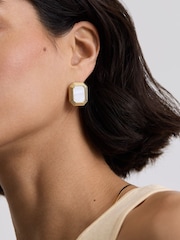 D.Louise Gold Tone Statement Deco Mother Of Pearl Studs - Image 2 of 4