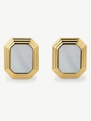 D.Louise Gold Tone Statement Deco Mother Of Pearl Studs - Image 3 of 4