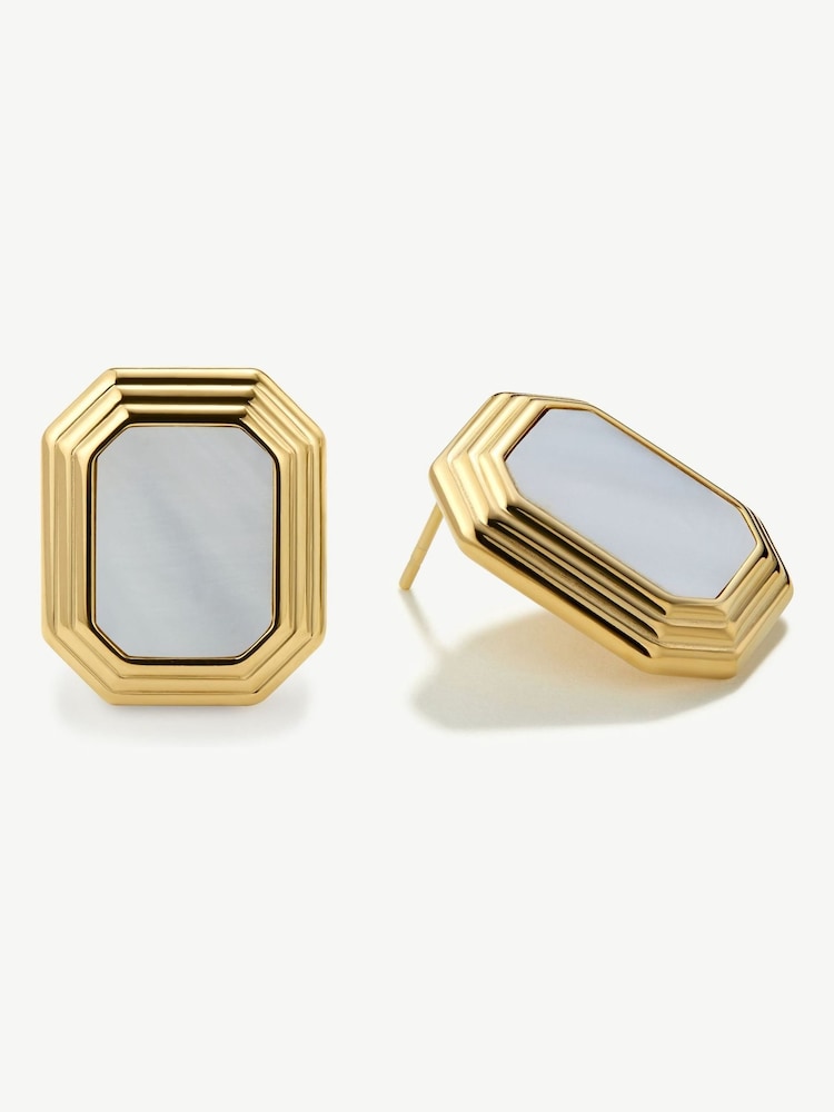 D.Louise Gold Tone Statement Deco Mother Of Pearl Studs - Image 4 of 4
