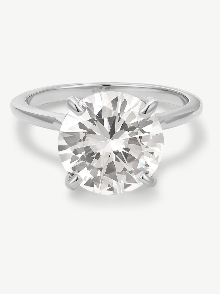 D.Louise Silver Round Solitaire Diamond-Inspired Ring 3ct - Image 1 of 2