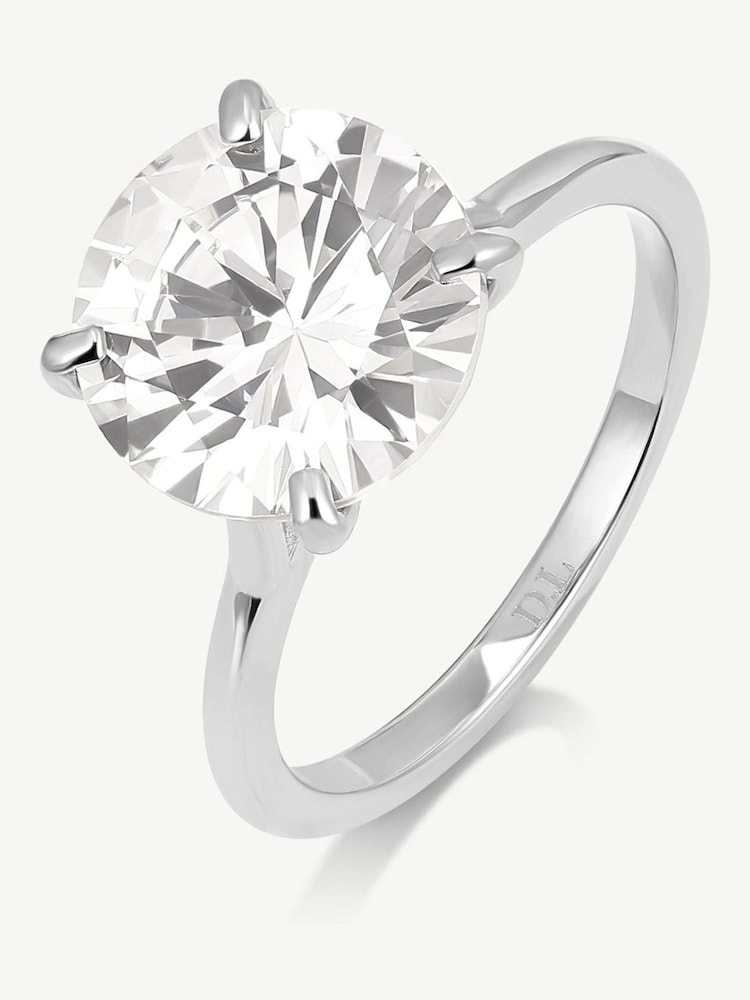 D.Louise Silver Round Solitaire Diamond-Inspired Ring 3ct - Image 2 of 2