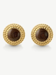 D.Louise Gold Tone Vintage Brown Gloss Earrings - Image 3 of 4