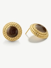 D.Louise Gold Tone Vintage Brown Gloss Earrings - Image 4 of 4