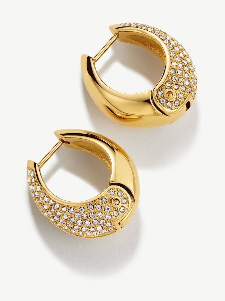 D.Louise Gold Tone Pavé Dome Huggies Earrings - Image 4 of 4