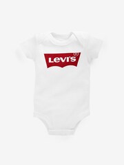 Levi's® White Classic Kids 100% Cotton Batwing Infant Hat Bodysuit And Booties Set - Image 2 of 6