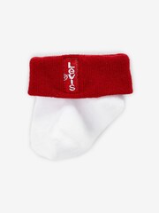 Levi's® White Classic Kids 100% Cotton Batwing Infant Hat Bodysuit And Booties Set - Image 5 of 6