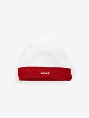 Levi's® White Classic Kids 100% Cotton Batwing Infant Hat Bodysuit And Booties Set - Image 6 of 6