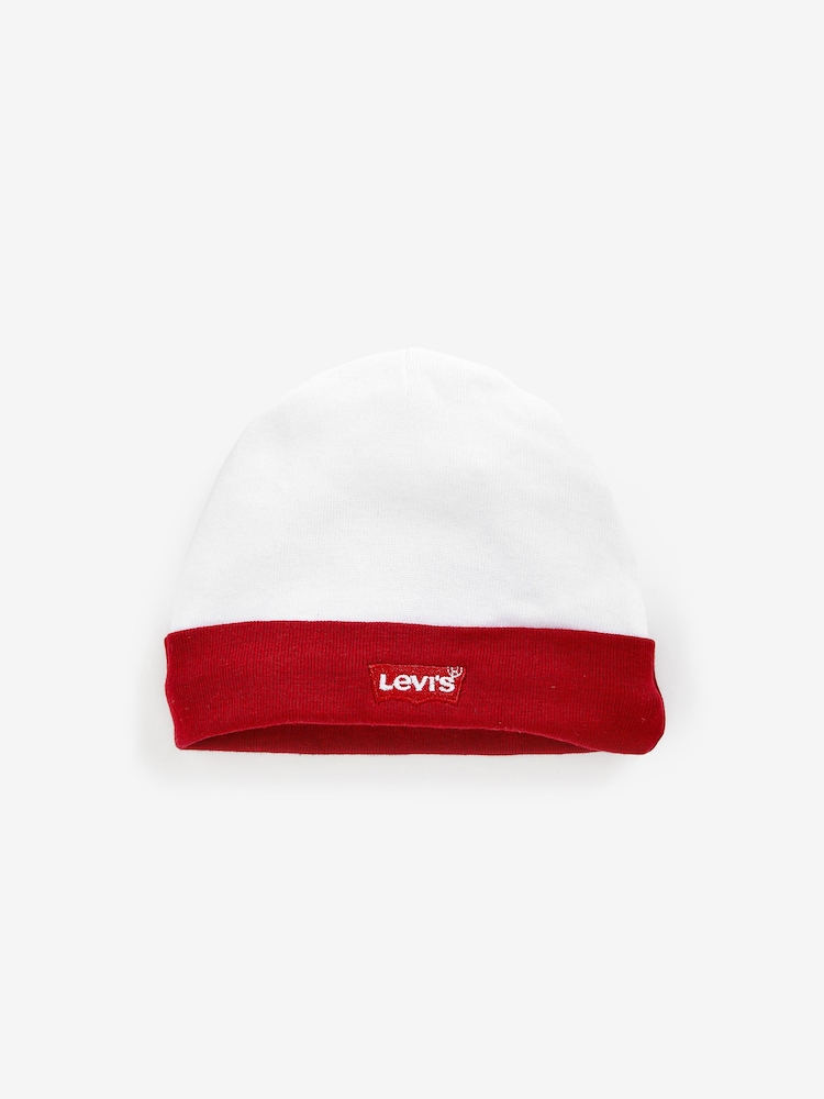 Levi's® White Classic Kids 100% Cotton Batwing Infant Hat Bodysuit And Booties Set - Image 6 of 6 Levi's® White Classic Kids 100% Cotton Batwing Infant Hat Bodysuit And Booties Set - Image 6 of 6