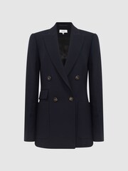Reiss Navy Larsson Double Breasted Twill Blazer - Image 2 of 7