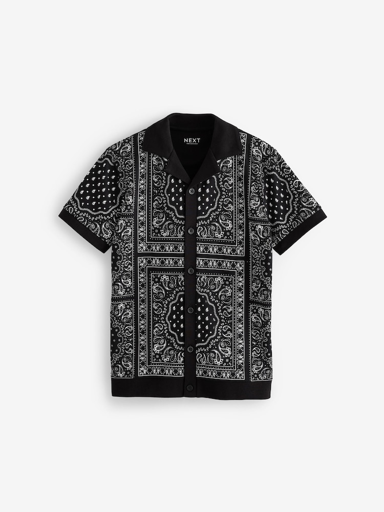 Black/White Bandana 100% Cotton Short Sleeve Jersey Shirt (3-16yrs) - Image 1 of 4