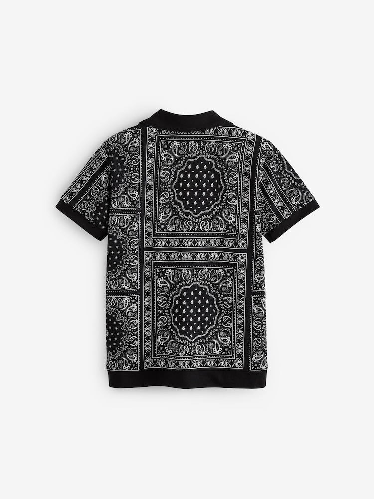 Black/White Bandana 100% Cotton Short Sleeve Jersey Shirt (3-16yrs) - Image 2 of 4