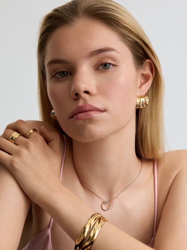 D.Louise Gold Tone Statement Molten Hoops - Image 2 of 4