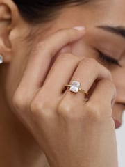 D.Louise Gold Tone Emerald Solitaire Diamond-Inspired Ring 2ct - Image 2 of 4