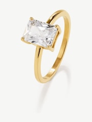 D.Louise Gold Tone Emerald Solitaire Diamond-Inspired Ring 2ct - Image 4 of 4