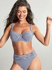 Panache Blue Gingham Midi Gathered Bikini Bottoms - Image 3 of 5
