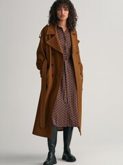 GANT Red Slim Geometric Print Midi Shirt Dress - Image 3 of 5