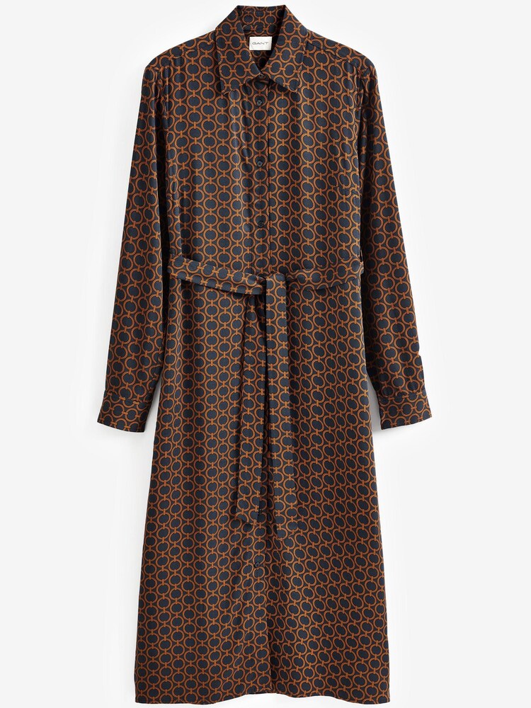GANT Red Slim Geometric Print Midi Shirt Dress - Image 5 of 5