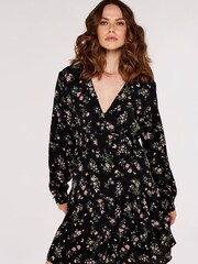 Apricot Green Multi Soft Floral Tiered Dress - Image 3 of 4