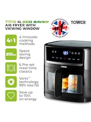 Tower Black Vortx 4L SpaceSaver Air Fryer - Image 2 of 8
