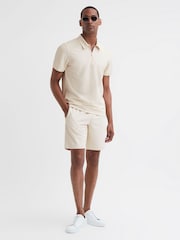 Reiss Ecru Malin Slim Fit Drawstring Shorts - Image 1 of 5