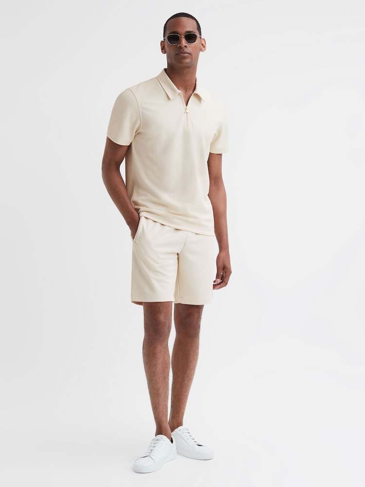 Reiss Ecru Malin Slim Fit Drawstring Shorts - Image 1 of 5