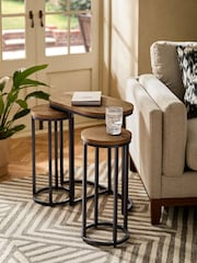 Dark Bronx Oak Effect Round Set of 3 Nest of Tables - Image 1 of 10