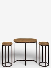 Dark Bronx Oak Effect Round Set of 3 Nest of Tables - Image 10 of 10