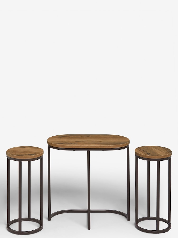Dark Bronx Oak Effect Round Set of 3 Nest of Tables - Image 10 of 10