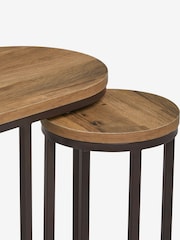 Dark Bronx Oak Effect Round Set of 3 Nest of Tables - Image 3 of 10