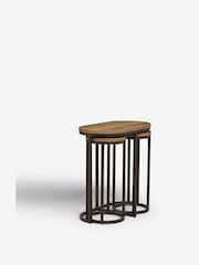 Dark Bronx Oak Effect Round Set of 3 Nest of Tables - Image 7 of 10