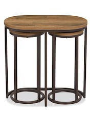 Dark Bronx Oak Effect Round Set of 3 Nest of Tables - Image 9 of 10