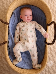 Purebaby Cream 2 Pack Footed Two-Way Zip Printed Sleepsuit - Image 5 of 6