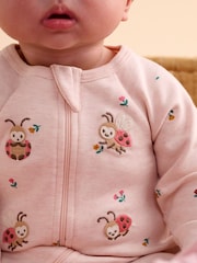 Purebaby Pink Thick Footed Two-Way Zip Sleepsuit & Headband Set - Image 2 of 7
