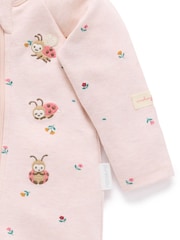 Purebaby Pink Thick Footed Two-Way Zip Sleepsuit & Headband Set - Image 4 of 7