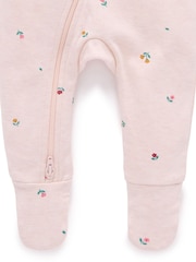 Purebaby Pink Thick Footed Two-Way Zip Sleepsuit & Headband Set - Image 5 of 7