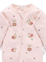 Purebaby Pink Thick Footed Two-Way Zip Sleepsuit & Headband Set - Image 6 of 7