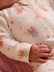 Purebaby Pink 2 Pack Footed Two-Way Zip Printed Sleepsuit - Image 5 of 5