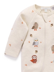 Purebaby Natural Thick Footed Two-Way Zip Sleepsuit & Bib Set - Image 4 of 7