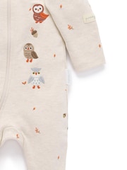 Purebaby Natural Thick Footed Two-Way Zip Sleepsuit & Bib Set - Image 5 of 7