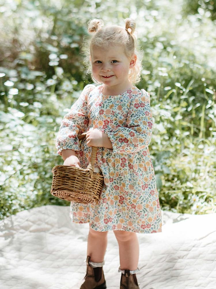 Purebaby Pink Forest Wild Flower Print Dress - Image 1 of 5