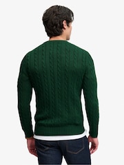 Superdry Forest Green Cotton Cable Knit Crew Neck Jumper - Image 2 of 6