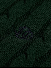 Superdry Forest Green Cotton Cable Knit Crew Neck Jumper - Image 6 of 6