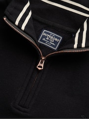 Superdry Black Essential Serif Logo Half Zip Sweat Top - Image 6 of 6