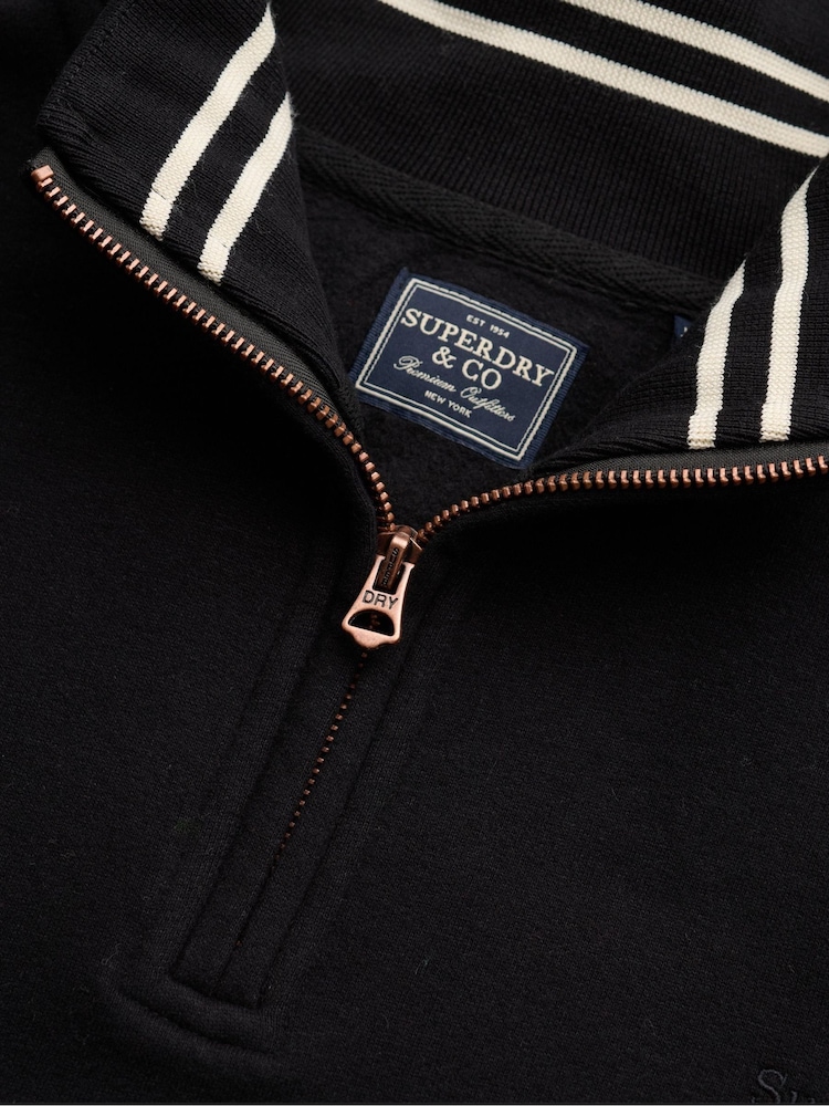 Superdry Black Essential Serif Logo Half Zip Sweat Top - Image 6 of 6